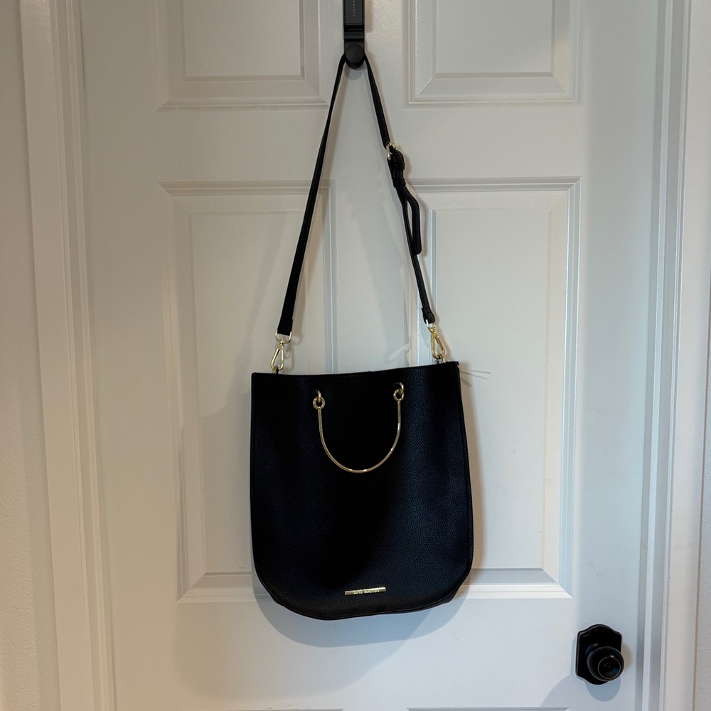 Steve Madden Black Shoulder Bag with Gold Accents